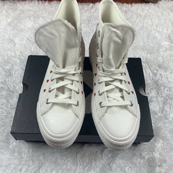 White Converse All Star Valentines Day Crafted with Love A01599c Womens - Picture 4 of 11